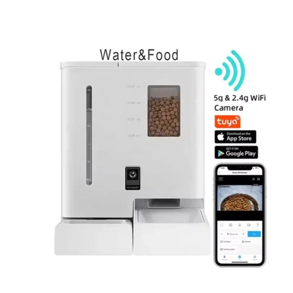 2025 New APP Control Smart Cat / Dog Feeder Food & Water Fountain With Camera